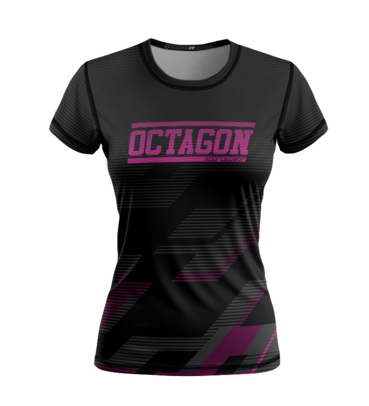 Koszulka sportowa damska Octagon Racer black/pink