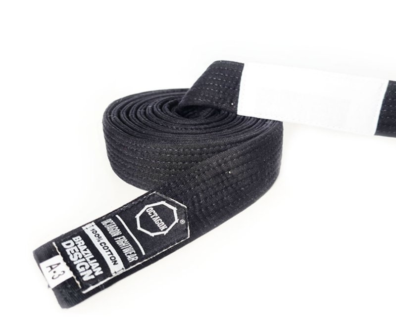 Pas do BJJ czarny z białym panelem