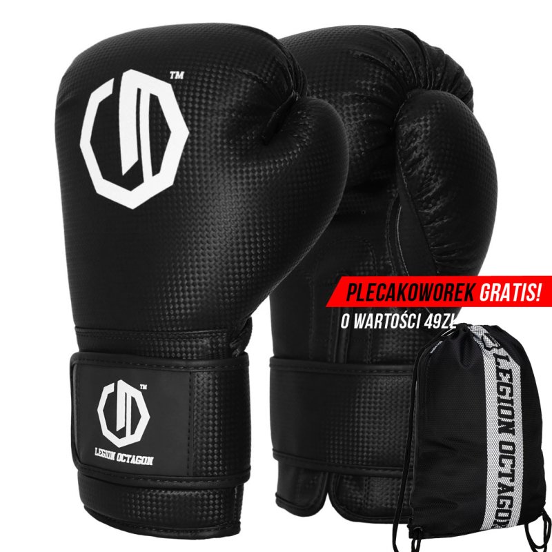 Rękawice bokserskie Legion Octagon Kevlar black plecakoworek GRATIS!