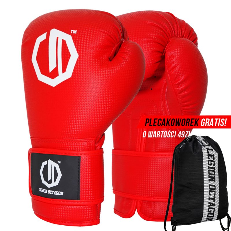 Rękawice bokserskie Legion Octagon Kevlar red plecakoworek GRATIS!