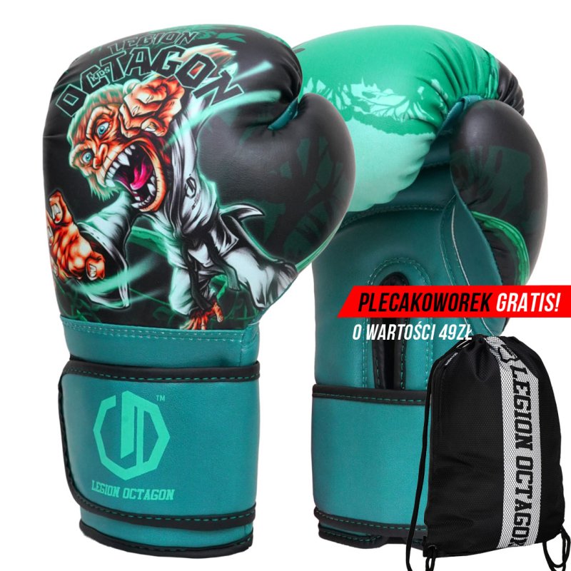 Rękawice bokserskie dziecięce Legion Octagon Monkey   plecakoworek GRATIS!