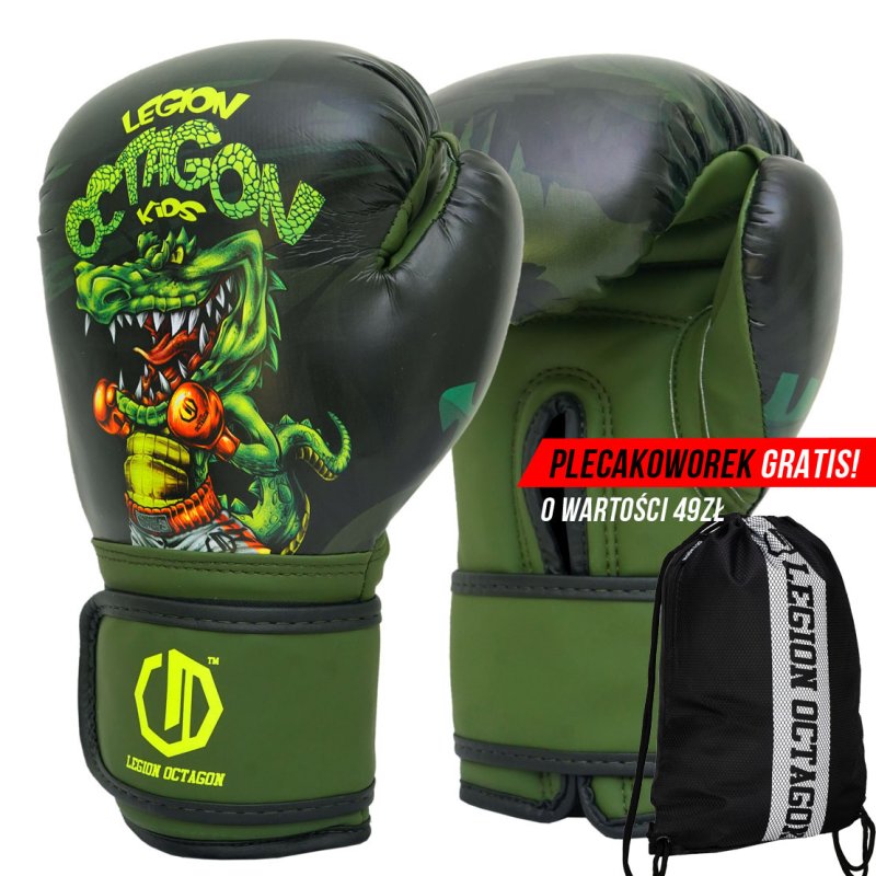 Rękawice bokserskie dziecięce Legion Octagon Crocodile   plecakoworek GRATIS!