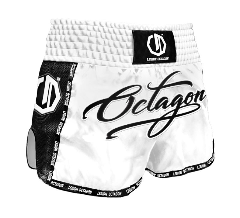 Spodenki Kickboxing/Muay Thai Legion Octagon Script PREMIUM white