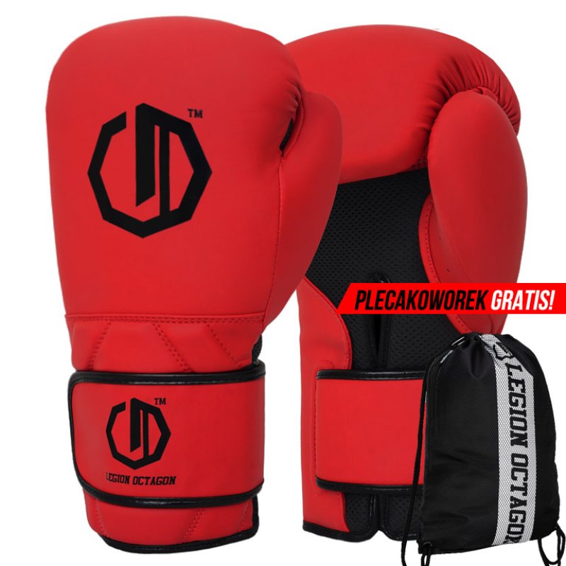 Rękawice bokserskie Legion Octagon Enforcer dark red plecakoworek GRATIS!