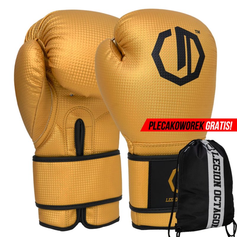 Rękawice bokserskie Legion Octagon Kevlar golden plecakoworek GRATIS!