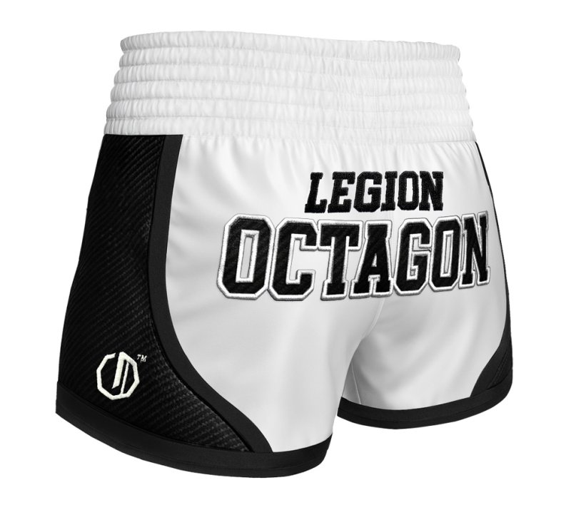 Spodenki Kickboxing/Muay Thai Legion Octagon Kevlar PREMIUM white