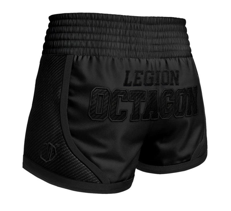 Spodenki Kickboxing/Muay Thai Legion Octagon Kevlar PREMIUM black/black