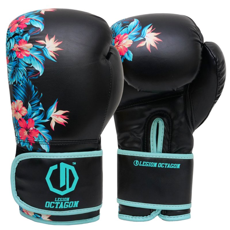 Rękawice bokserskie damskie Legion Octagon Flower black/sea green + workoplecak GRATIS