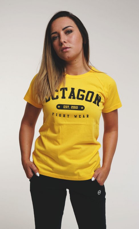 T-shirt damski Octagon "FIGHT WEAR EST2010" reglan żółty
