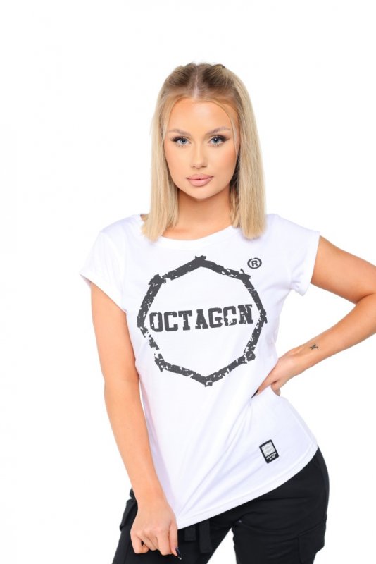 T-shirt damski Octagon "ZĘBY" biały