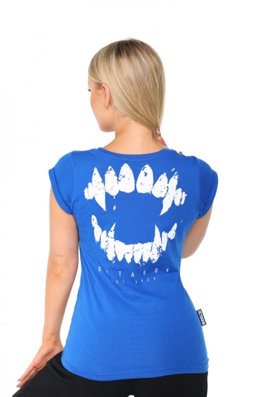 T-shirt damski Octagon "ZĘBY" niebieski