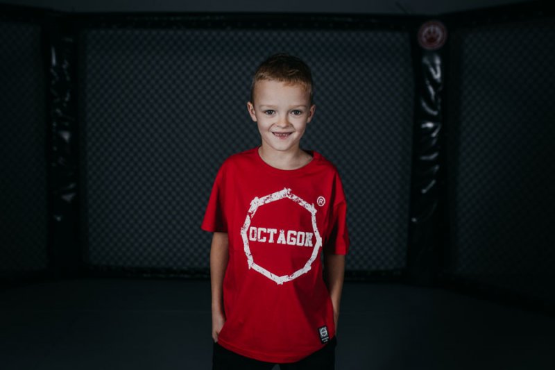 T-shirt dziecięcy Octagon Logo Smash red