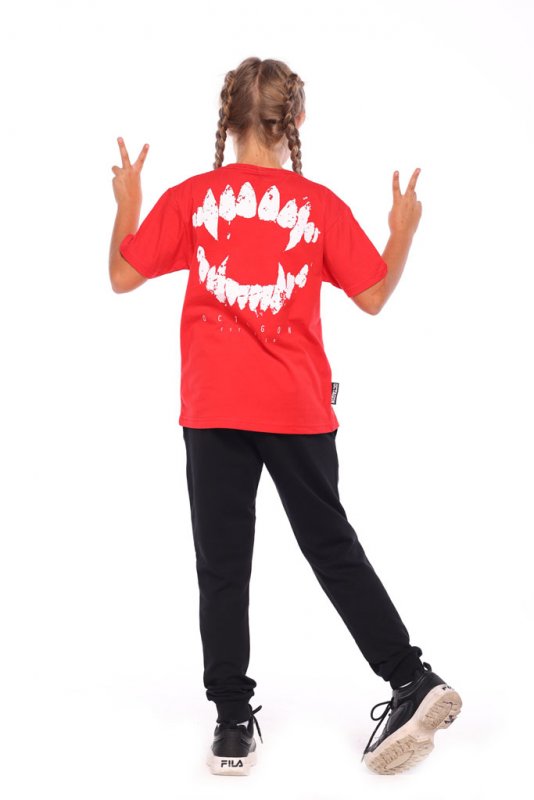 T-shirt dziecięcy Octagon Zęby red