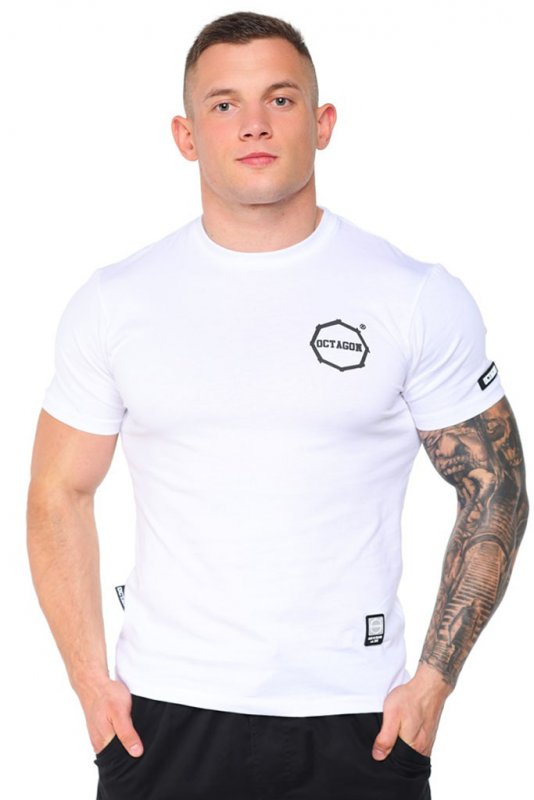 T-shirt Octagon Tyle Szans Ile Odwagi Logo biały